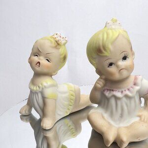 Ceramic Baby Figurines Vintage Whimsical Nostalgic Decor Japan Style 3"